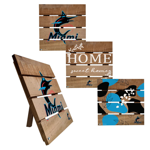 Wholesale MLB2223-Trivet Hot Plate Set of 4 (2221, 2222, 2122x2) / M2221-Miami Marlins