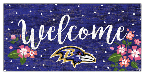 Wholesale NFL0964-Welcome Floral 6x12 / N0964-Baltimore Ravens