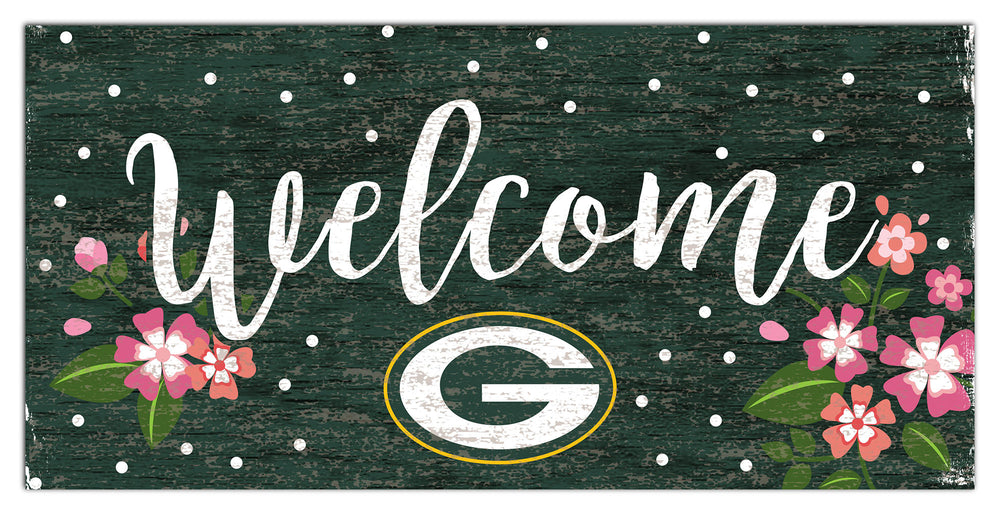Wholesale NFL0964-Welcome Floral 6x12 / N0964-Green Bay Packers