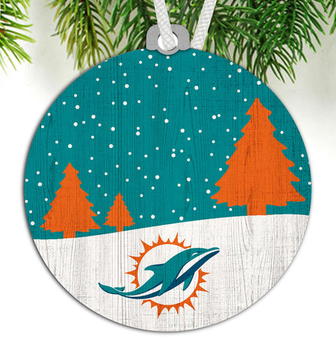 Wholesale NFL0978-Snow Scene Ornament / N0978-Miami Dolphins