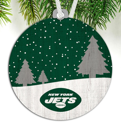 Wholesale NFL0978-Snow Scene Ornament / N0978-New York Jets