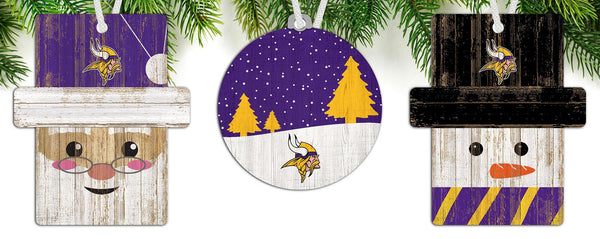 Wholesale NFL0984-Ornament 3 pack (0978, 0980, 0981) / N0984-Minnesota Vikings