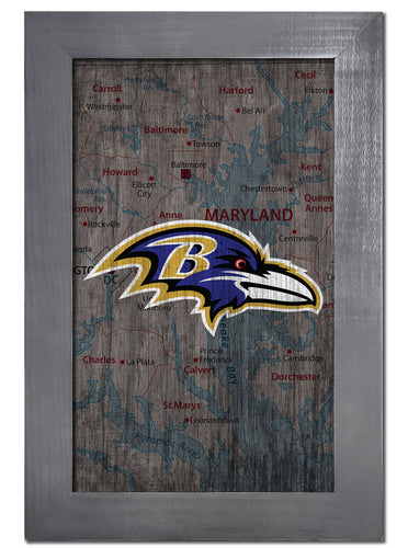 Wholesale NFL0985-City Map 11x19 Frame / N0985-Baltimore Ravens