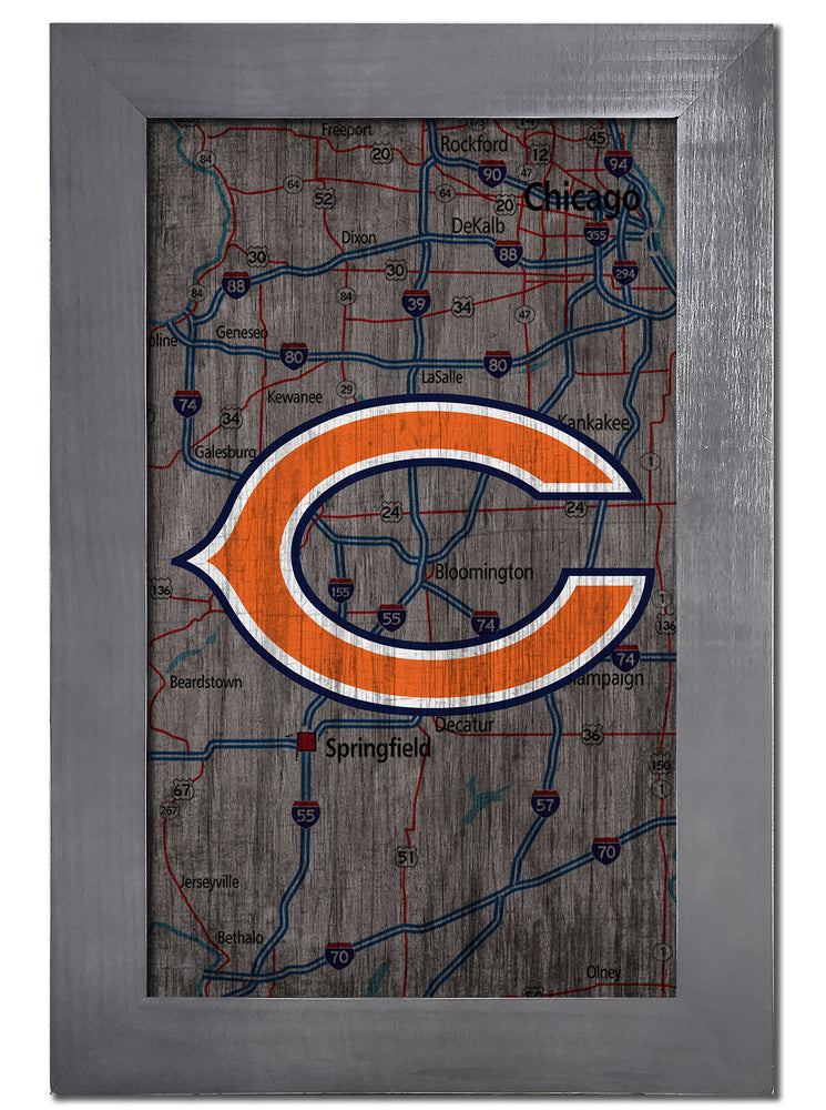 Wholesale NFL0985-City Map 11x19 Frame / N0985-Chicago Bears