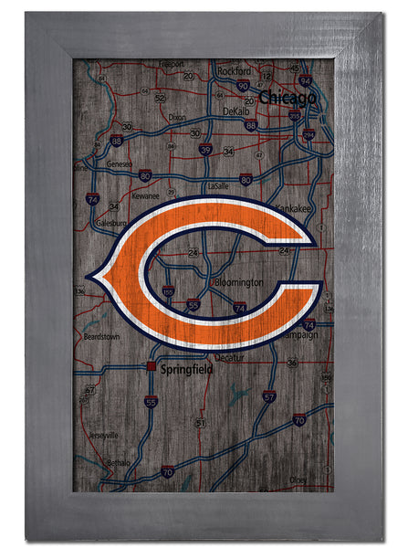 Wholesale NFL0985-City Map 11x19 Frame / N0985-Chicago Bears