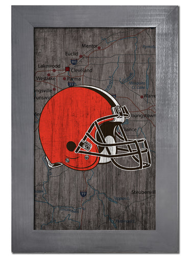 Wholesale NFL0985-City Map 11x19 Frame / N0985-Cleveland Browns