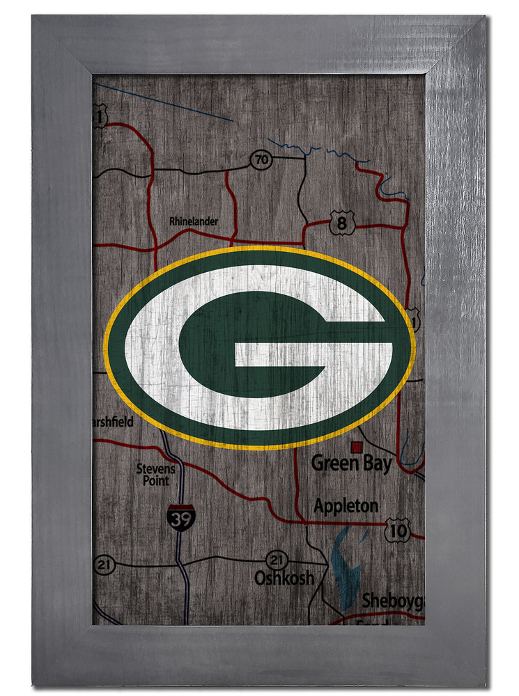 Wholesale NFL0985-City Map 11x19 Frame / N0985-Green Bay Packers
