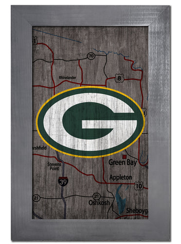 Wholesale NFL0985-City Map 11x19 Frame / N0985-Green Bay Packers
