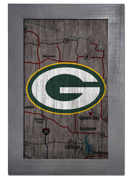 Wholesale NFL0985-City Map 11x19 Frame / N0985-Green Bay Packers