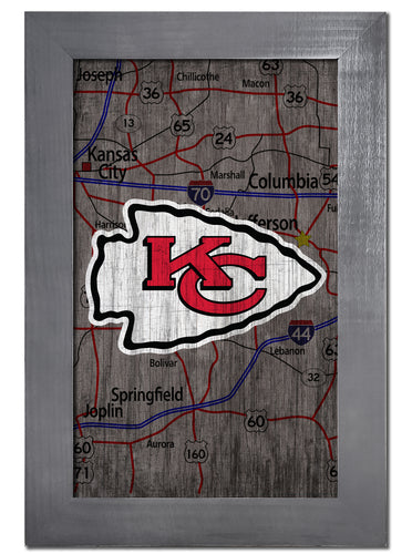 Wholesale NFL0985-City Map 11x19 Frame / N0985-Kansas City Chiefs