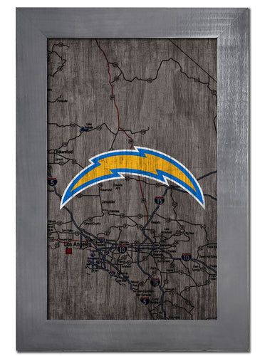 Wholesale NFL0985-City Map 11x19 Frame / N0985-Los Angeles Chargers