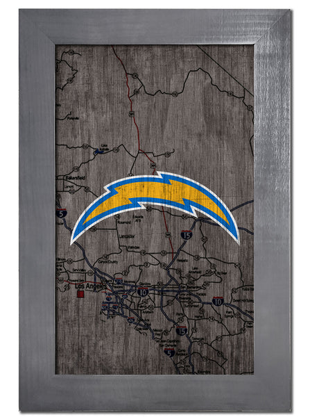 Wholesale NFL0985-City Map 11x19 Frame / N0985-Los Angeles Chargers