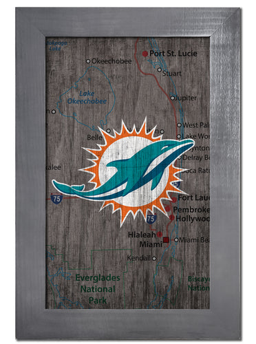 Wholesale NFL0985-City Map 11x19 Frame / N0985-Miami Dolphins