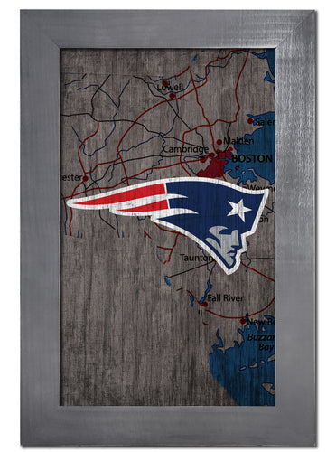 Wholesale NFL0985-City Map 11x19 Frame / N0985-New England Patriots