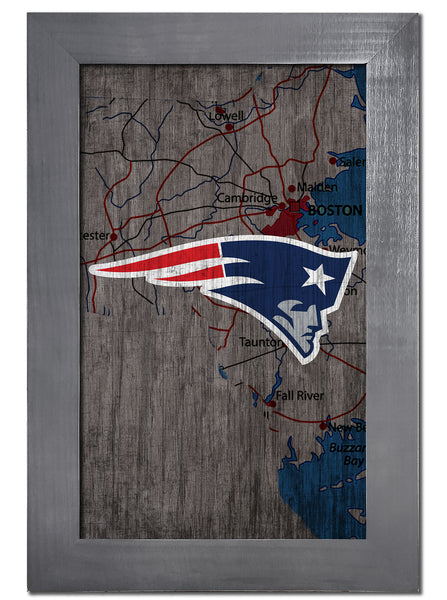 Wholesale NFL0985-City Map 11x19 Frame / N0985-New England Patriots