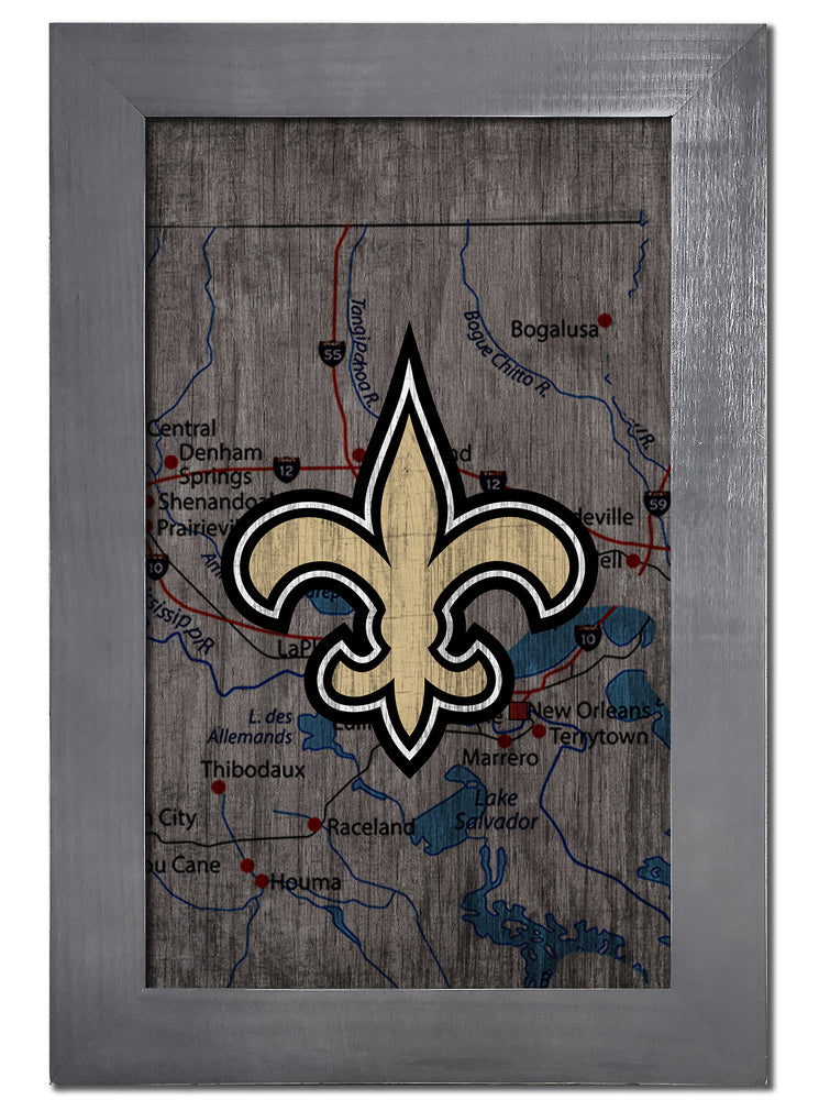 Wholesale NFL0985-City Map 11x19 Frame / N0985-New Orleans Saints