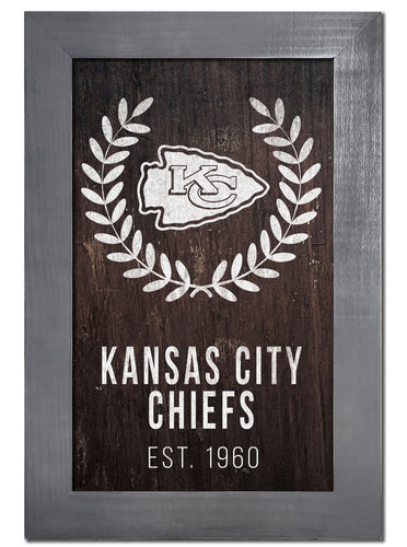 Wholesale NFL0986-Laurel Wreath 11x19 Frame / N0986-Kansas City Chiefs