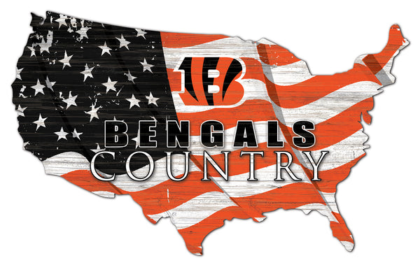 Wholesale NFL1001-USA Flag Cutout / N1001-Cincinnati Bengals