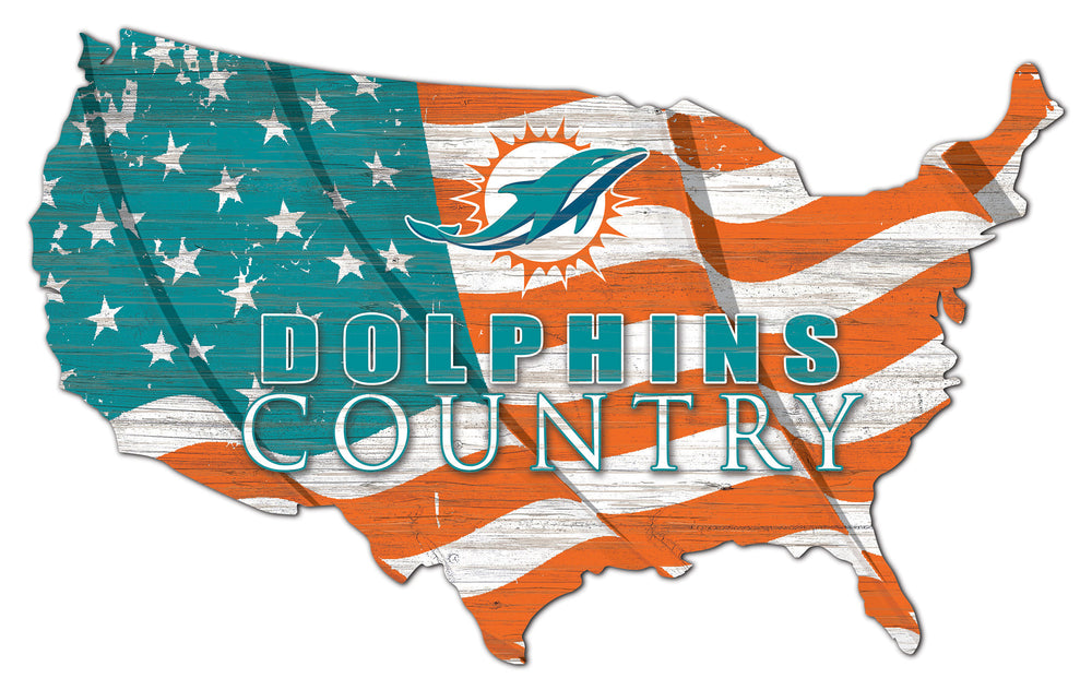 Wholesale NFL1001-USA Flag Cutout / N1001-Miami Dolphins