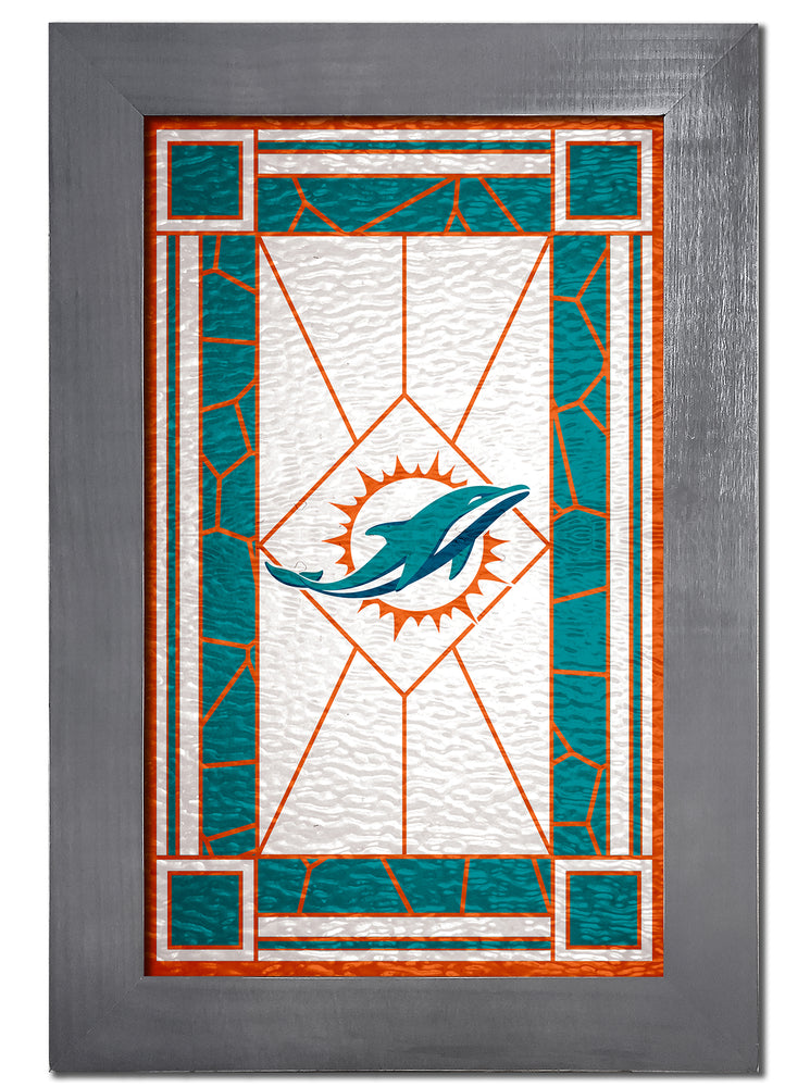 Wholesale NFL1017F-Stained Glass with Frame / N1017-Miami Dolphins