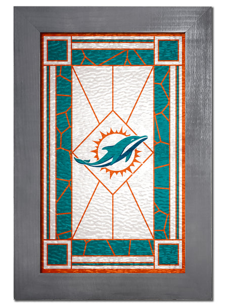 Wholesale NFL1017F-Stained Glass with Frame / N1017-Miami Dolphins