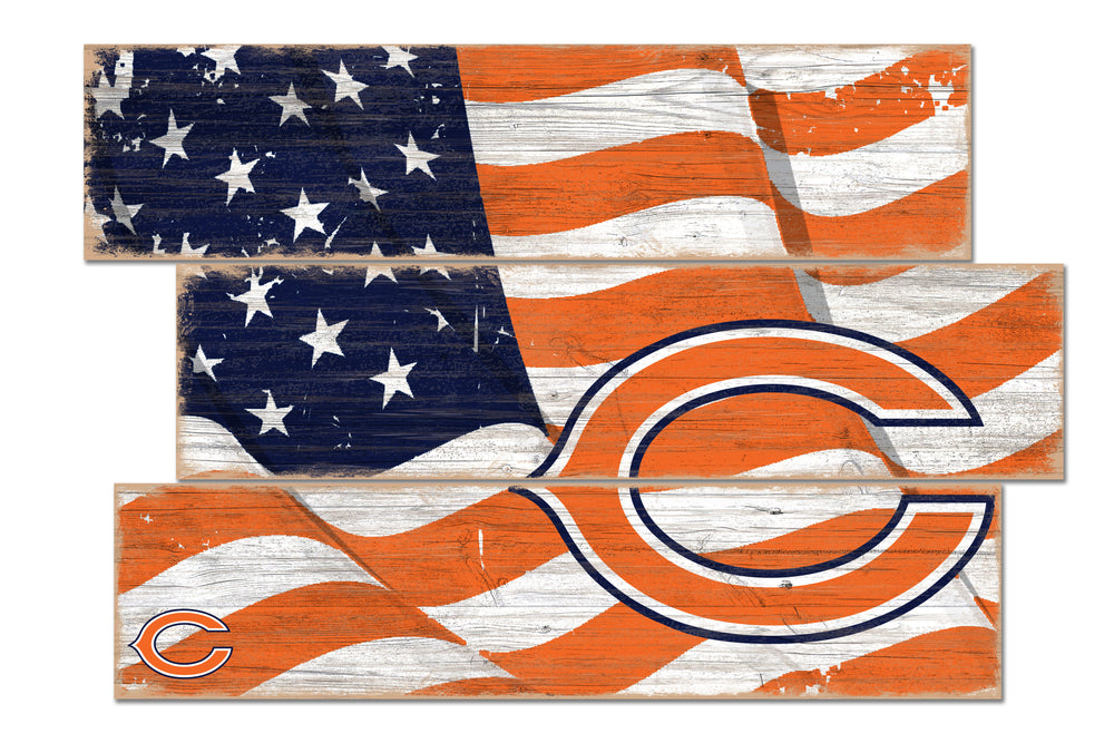 Wholesale NFL1028-Flag 3 Plank (Todd's Resize) / N1028-Chicago Bears