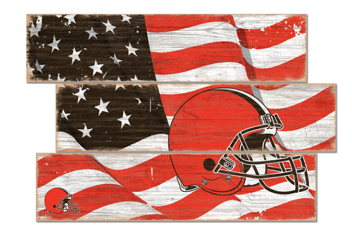 Wholesale NFL1028-Flag 3 Plank (Todd's Resize) / N1028-Cleveland Browns