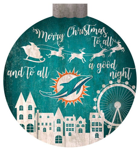 Wholesale NFL1033-Christmas Village 12in Wall Art / N1033-Miami Dolphins