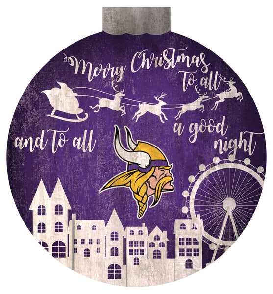 Wholesale NFL1033-Christmas Village 12in Wall Art / N1033-Minnesota Vikings