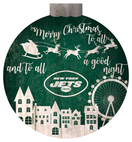 Wholesale NFL1033-Christmas Village 12in Wall Art / N1033-New York Jets