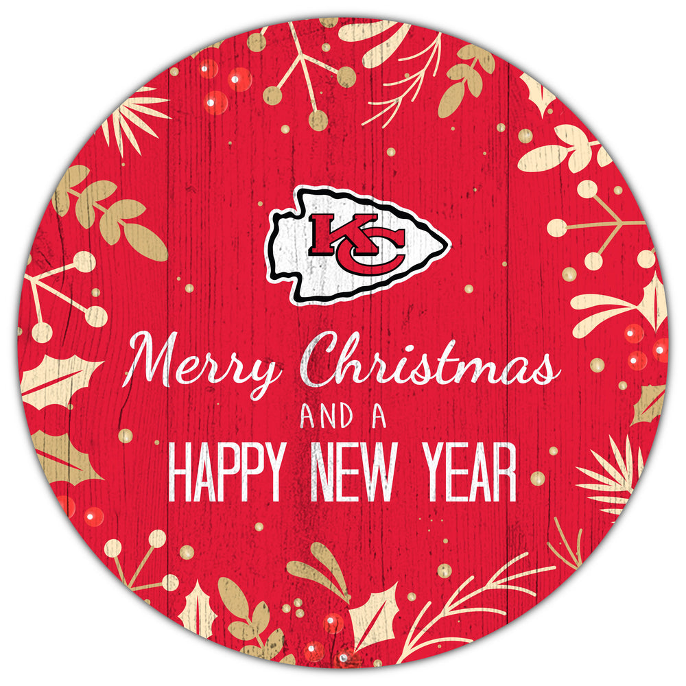 Wholesale NFL1049-Merry Christmas 12in Circle / N1049-Kansas City Chiefs