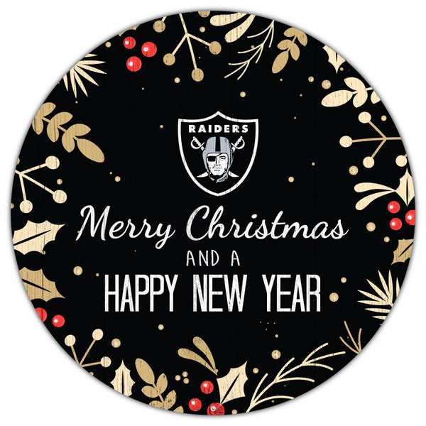 Wholesale NFL1049-Merry Christmas 12in Circle / N1049-Oakland Raiders