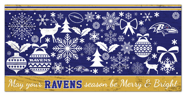 Wholesale NFL1052-Be Merry and Bright 6x12 / N1052-Baltimore Ravens