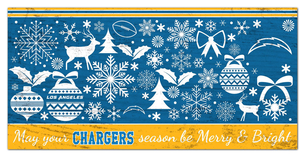 Wholesale NFL1052-Be Merry and Bright 6x12 / N1052-Los Angeles Chargers