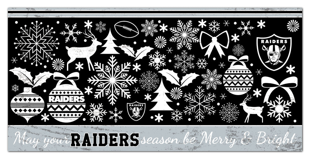 Wholesale NFL1052-Be Merry and Bright 6x12 / N1052-Las Vegas Raiders