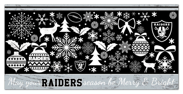 Wholesale NFL1052-Be Merry and Bright 6x12 / N1052-Las Vegas Raiders