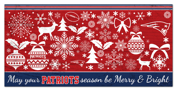 Wholesale NFL1052-Be Merry and Bright 6x12 / N1052-New England Patriots