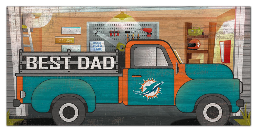 Wholesale NFL1078-Best Dad Truck 6x12 / N1078-Miami Dolphins