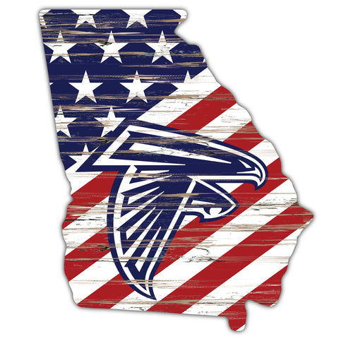 Wholesale NFL2043-American Flag State Cutout 12in / N2043-Atlanta Falcons