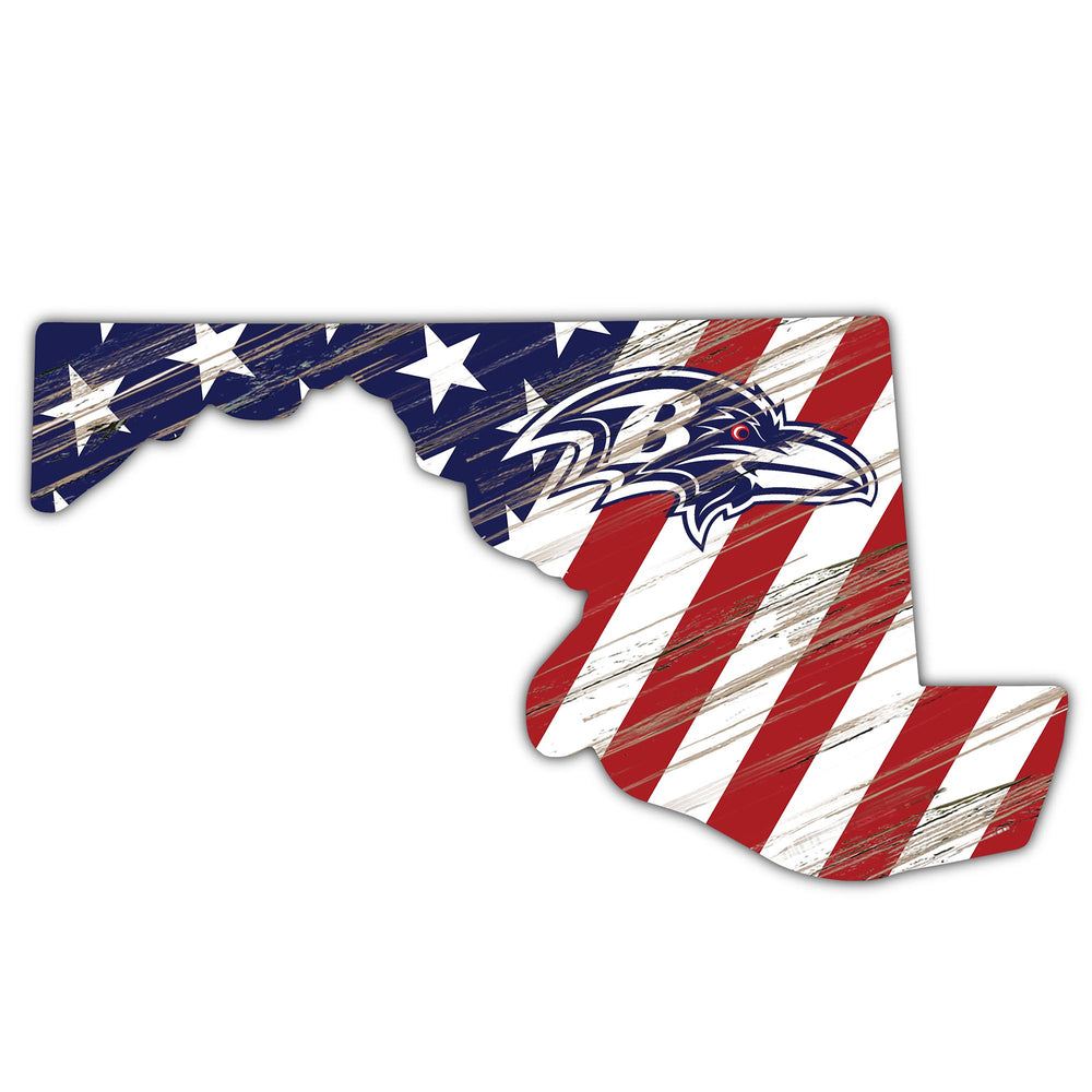 Wholesale NFL2043-American Flag State Cutout 12in / N2043-Baltimore Ravens