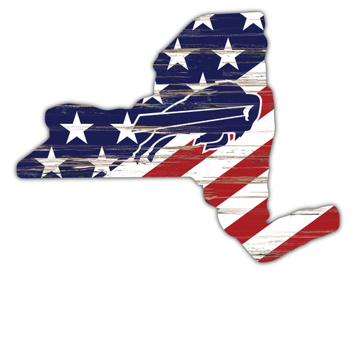 Wholesale NFL2043-American Flag State Cutout 12in / N2043-Buffalo Bills