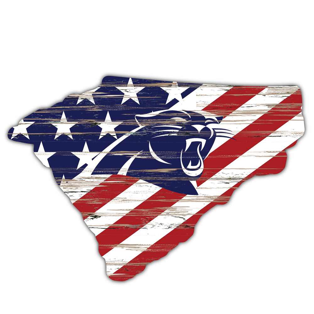 Wholesale NFL2043-American Flag State Cutout 12in / N2043-Carolina Panthers