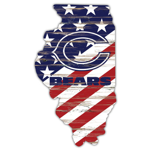 Wholesale NFL2043-American Flag State Cutout 12in / N2043-Chicago Bears