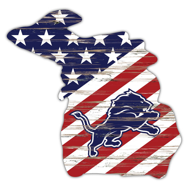 Wholesale NFL2043-American Flag State Cutout 12in / N2043-Detroit Lions