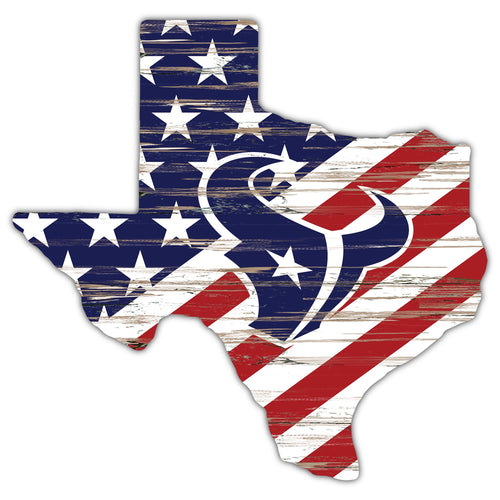 Wholesale NFL2043-American Flag State Cutout 12in / N2043-Houston Texans