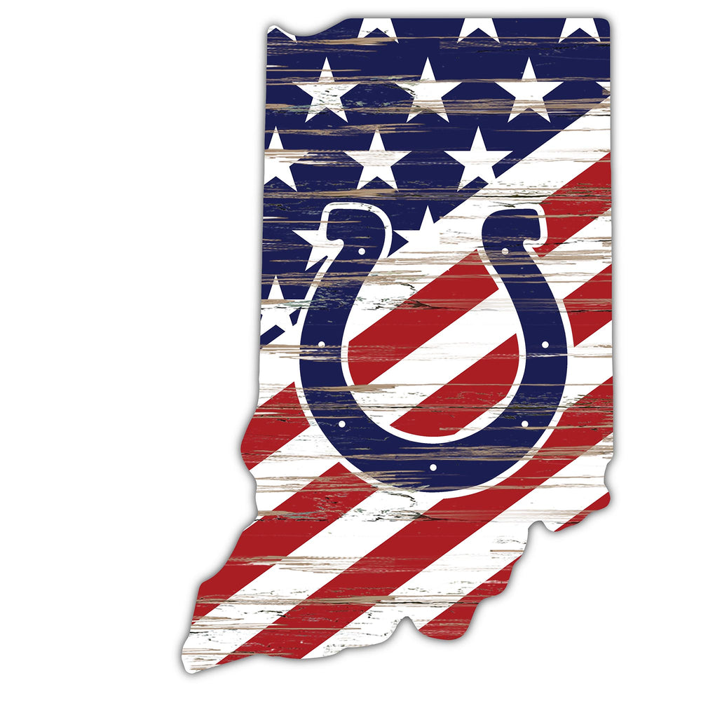 Wholesale NFL2043-American Flag State Cutout 12in / N2043-Indianapolis Colts