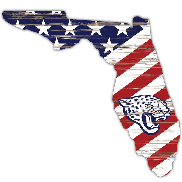 Wholesale NFL2043-American Flag State Cutout 12in / N2043-Jacksonville Jaguars