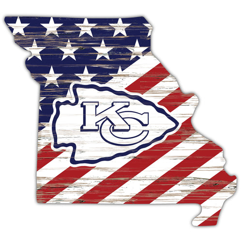 Wholesale NFL2043-American Flag State Cutout 12in / N2043-Kansas City Chiefs