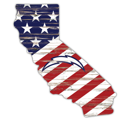Wholesale NFL2043-American Flag State Cutout 12in / N2043-Los Angeles Chargers