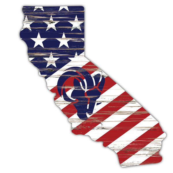 Wholesale NFL2043-American Flag State Cutout 12in / N2043-Los Angeles Rams